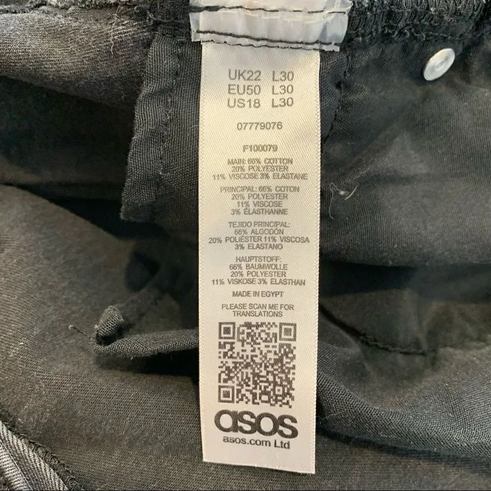 ASOS Denim Black Jeans Plus Size 18 - Picture 8 of 10